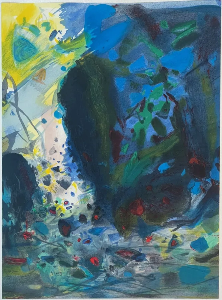 Litografía Chu Teh Chun  - Saison bleue (Planche I) 