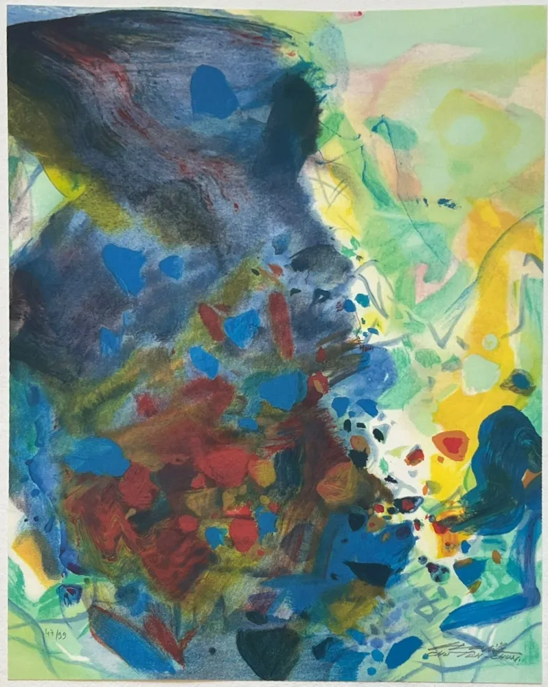 Litografía Chu Teh Chun  - Saison bleue (Planche VII) 