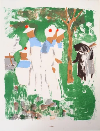 Litografía Clairin - Marins au Pardon de Lanriot