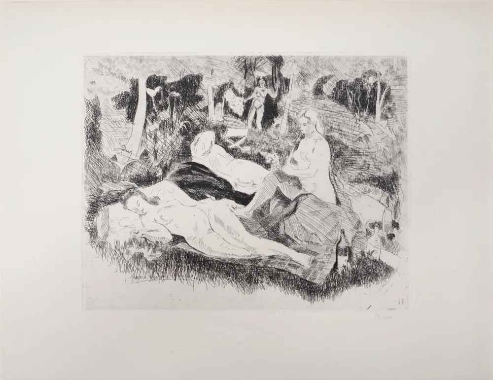 Grabado Clairin - Nus dans une clairière