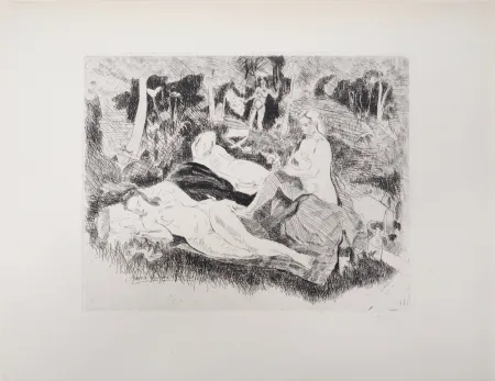 Grabado Clairin - Nus dans une clairière