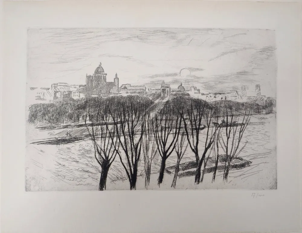 Grabado Clairin - Vue de Paris sur la montagne Saint-Geneviève