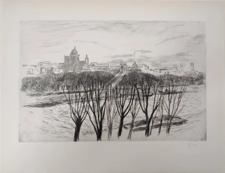 Grabado Clairin - Vue de Paris sur la montagne Saint-Geneviève