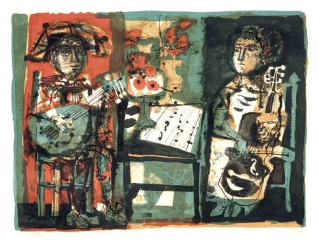 Litografía Clavé - Les musiciens