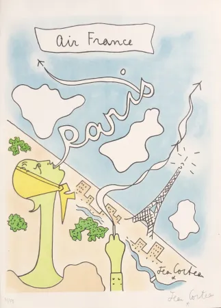Litografía Cocteau - Air France