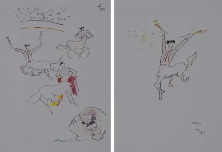 Litografía Cocteau - Centauros taurinos