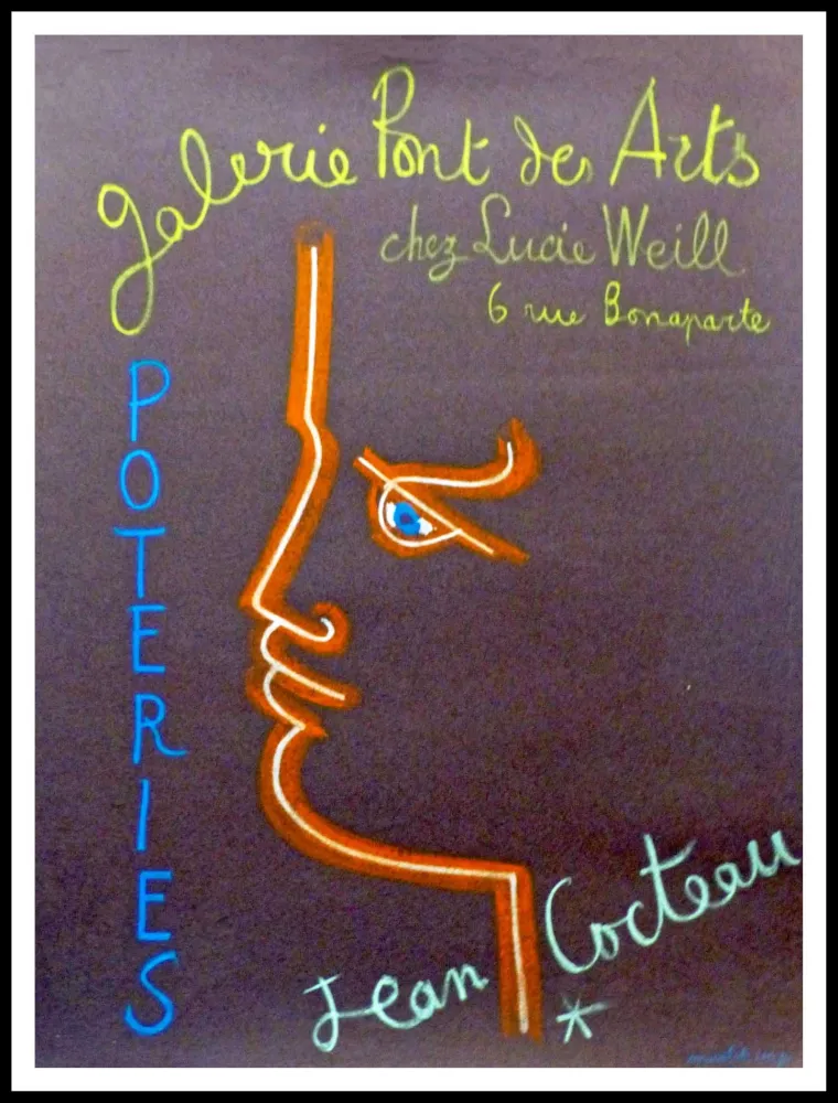 Litografía Cocteau - Galerie Pont des Arts chez Lucie Weill - POTERIES
