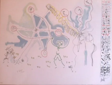 Litografía Cocteau - L'enfance