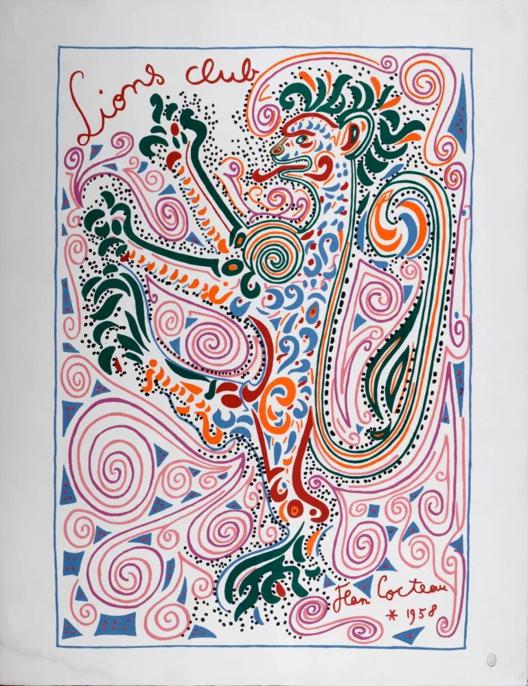 Litografía Cocteau - Lions Club, 1958