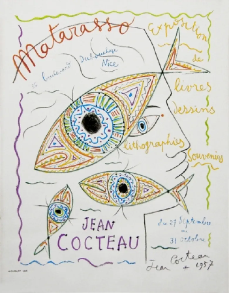 Litografía Cocteau - Matarasso (Gallery exhibition poster)