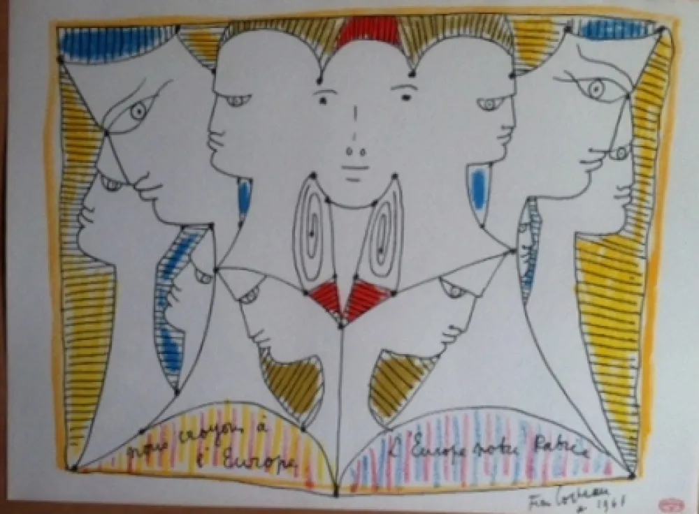Litografía Cocteau - Nous croyons en L'Europe