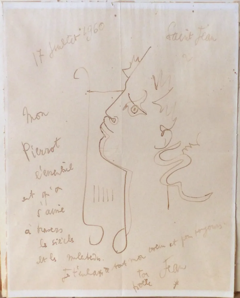 Sin Técnico Cocteau - Orphée à la lyre. Dessin signé