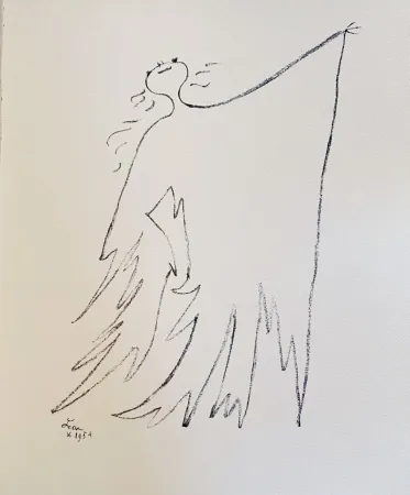 Litografía Cocteau - Sous le manteau de feu