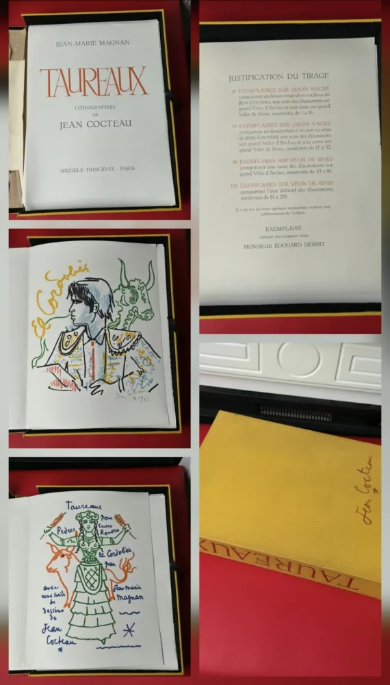 Litografía Cocteau - Taureaux-Collaboration Copy for Édouard Dermit 