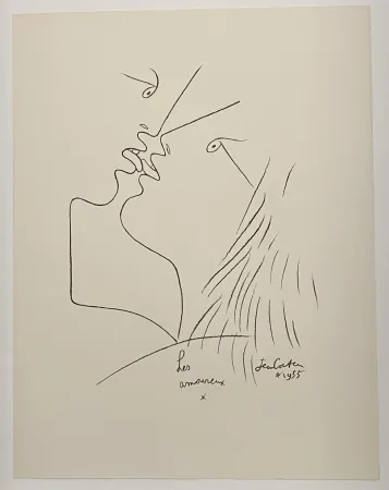 Litografía Cocteau - The Kiss, Les Amoureux