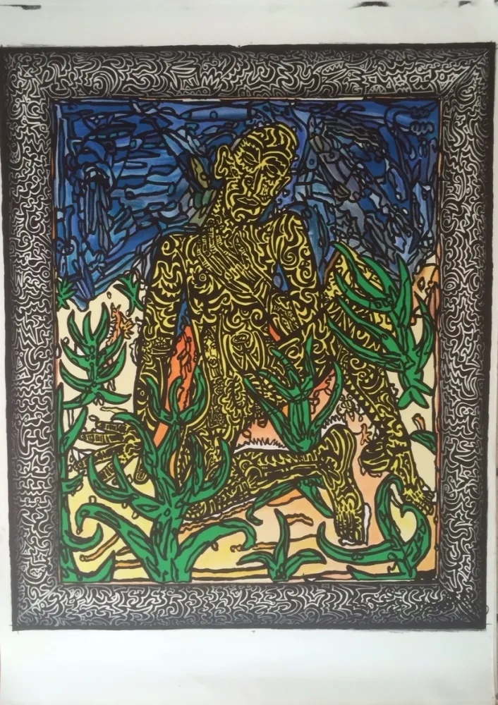 Litografía Combas - Homme jaune