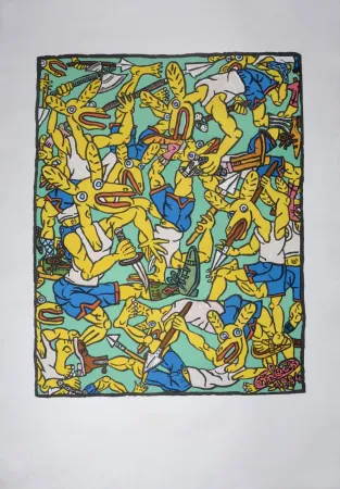 Litografía Combas - Les Lapins jaunes, 1984