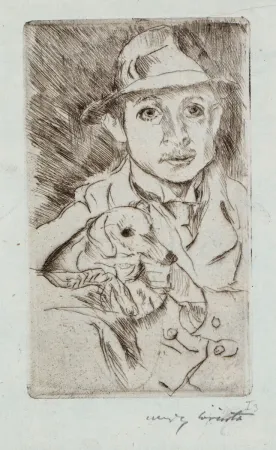 Aguafuerte Corinth - Knabe mit Hund