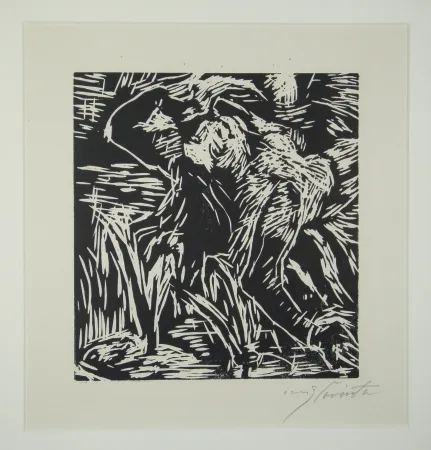 Grabado En Madera Corinth - Rückwärts gebeugter weiblicher Akt (Reclining Female Nude)