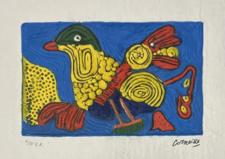 Múltiple Corneille -  Aquagravure L'Oiseau Multicolore EA