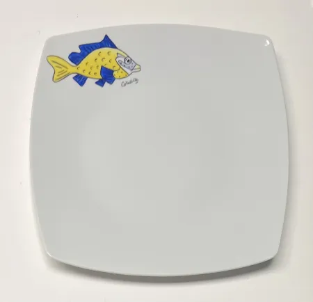 Cerámica Corneille - Assiette Poisson Porcelaine de Limoges peinte à la main