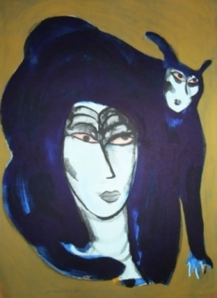 Litografía Corneille - Chat endiablé