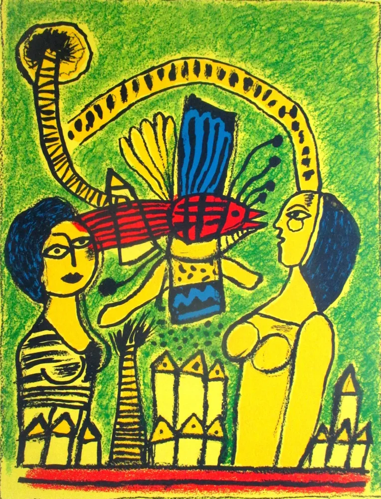 Litografía Corneille - Deux femmes dans la cité