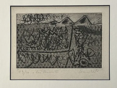 Aguafuerte Corneille - Eau-forte encadrée Les termites 1953 Numéro 3/20