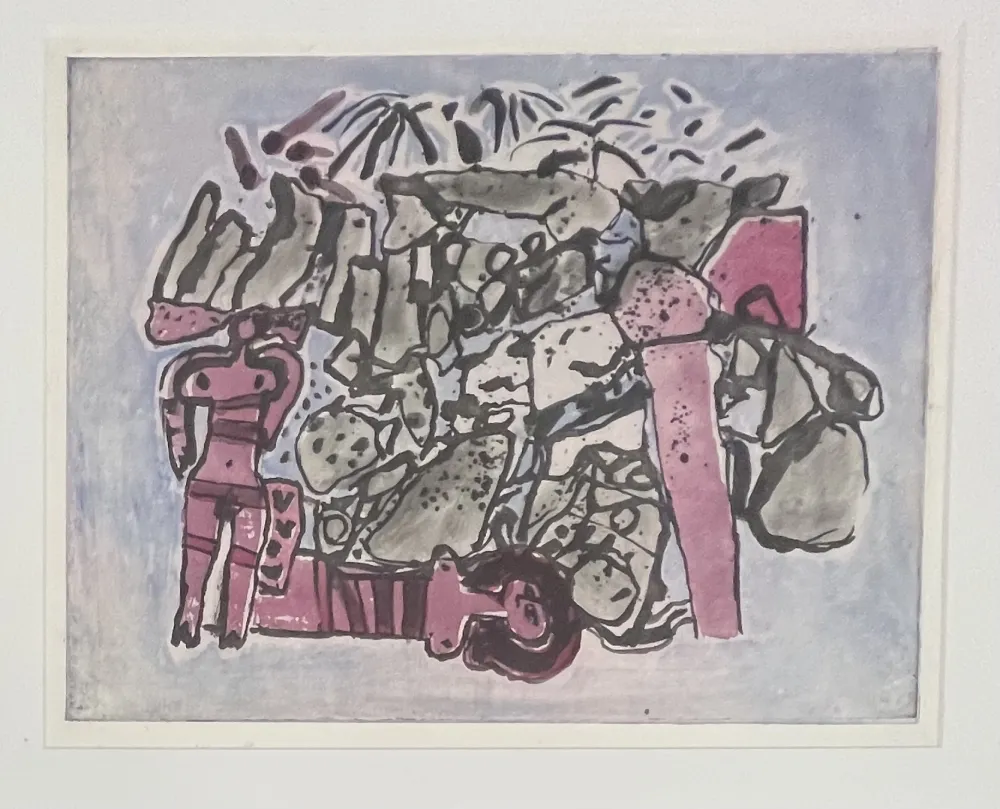 Aguafuerte Y Aguatinta Corneille - Eau-forte encadrée : Lieu rupestre E/A 