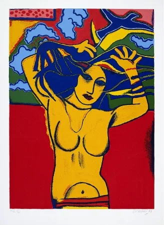 Serigrafía Corneille - Femme à la chevelure deployée