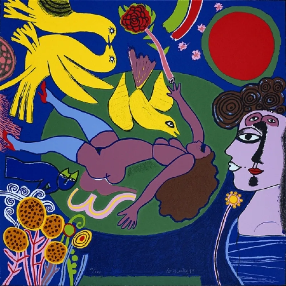 Serigrafía Corneille - Femme à la fleur