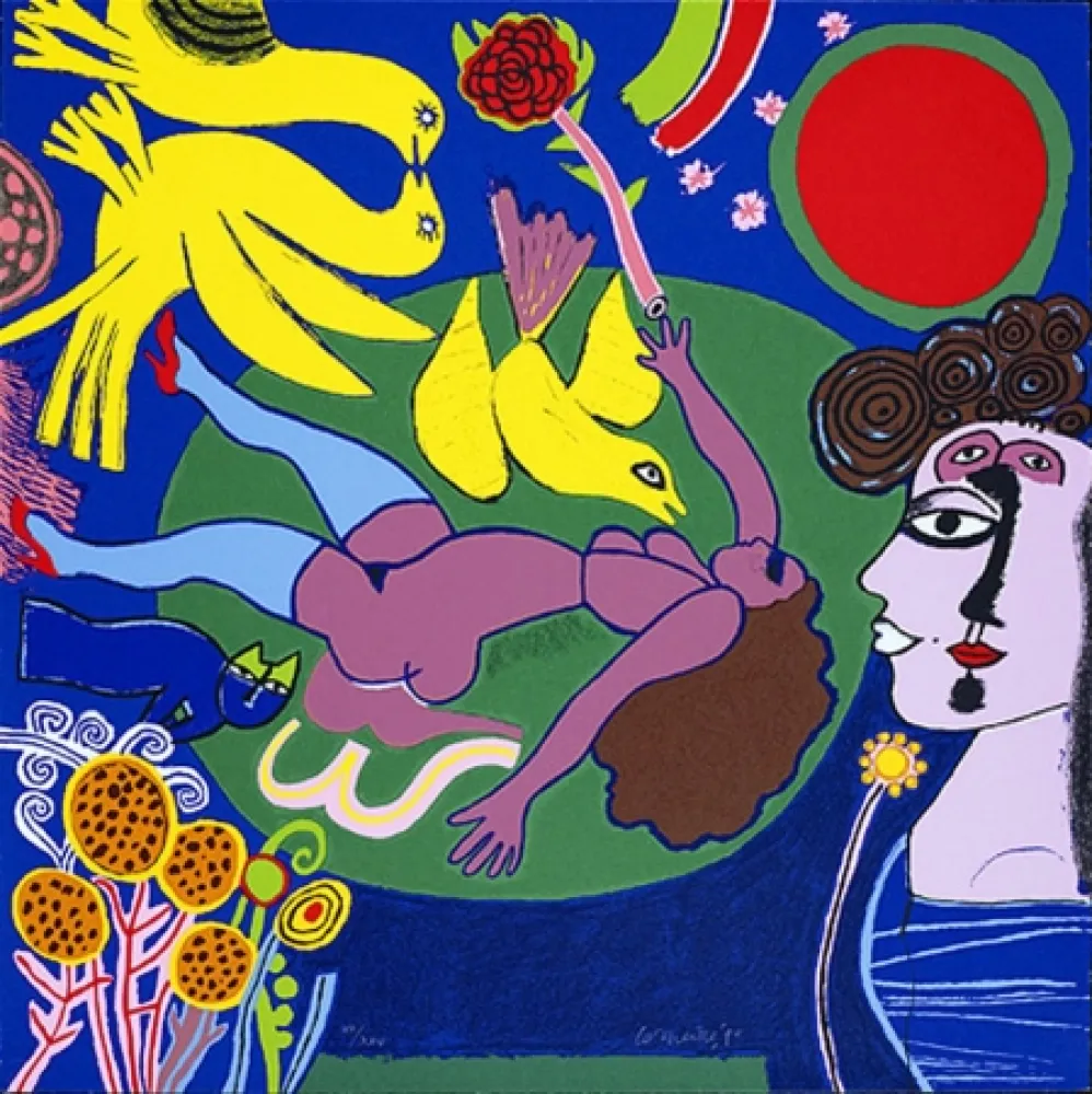 Serigrafía Corneille - Femme à la fleur