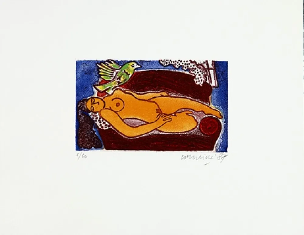 Grabado Corneille - Femme au divan rouge