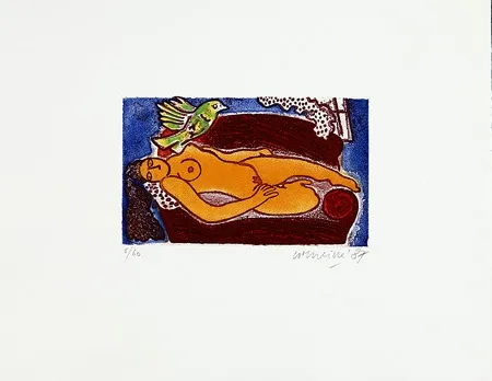 Grabado Corneille - Femme au divan rouge