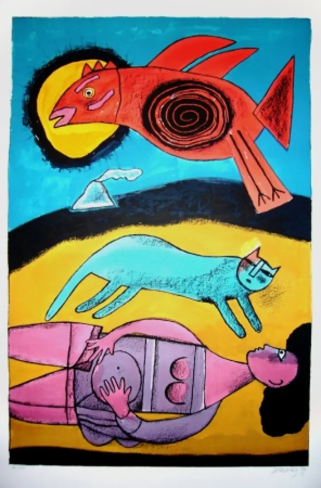 Litografía Corneille - Granbd oiseau du désert