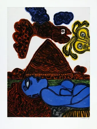 Aguatinta Corneille - Hoggar en fête. 