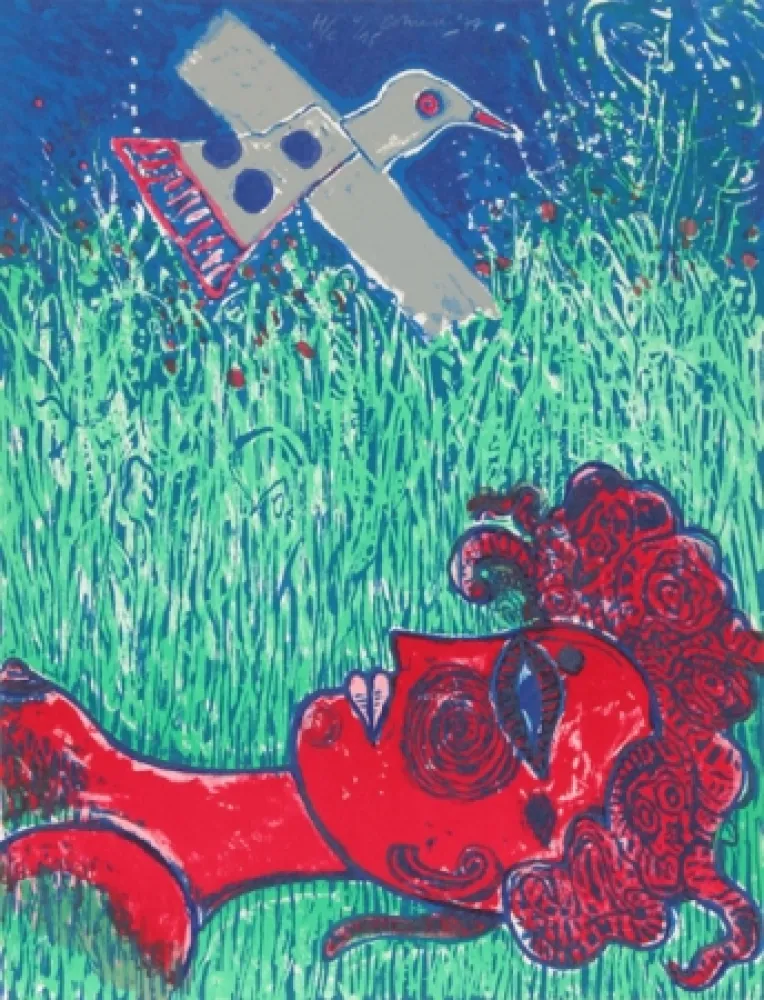 Litografía Corneille - La Femme au paupieres peints