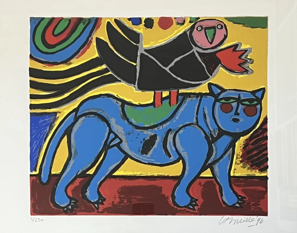 Serigrafía Corneille - Le chat bleu - Petite musique du printemps, 1996