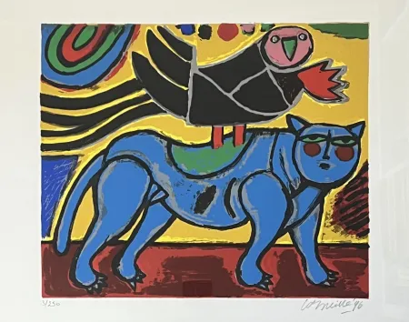 Serigrafía Corneille - Le chat bleu - Petite musique du printemps, 1996