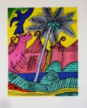 Litografía Corneille - Le chien et l'Oiseau