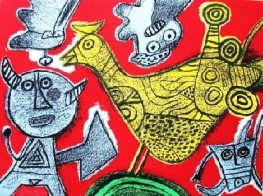 Litografía Corneille - Le diable et l'oiseau