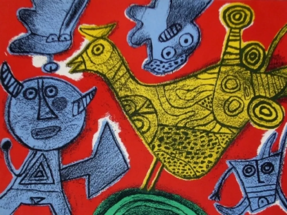 Litografía Corneille - Le diable et l'oiseau