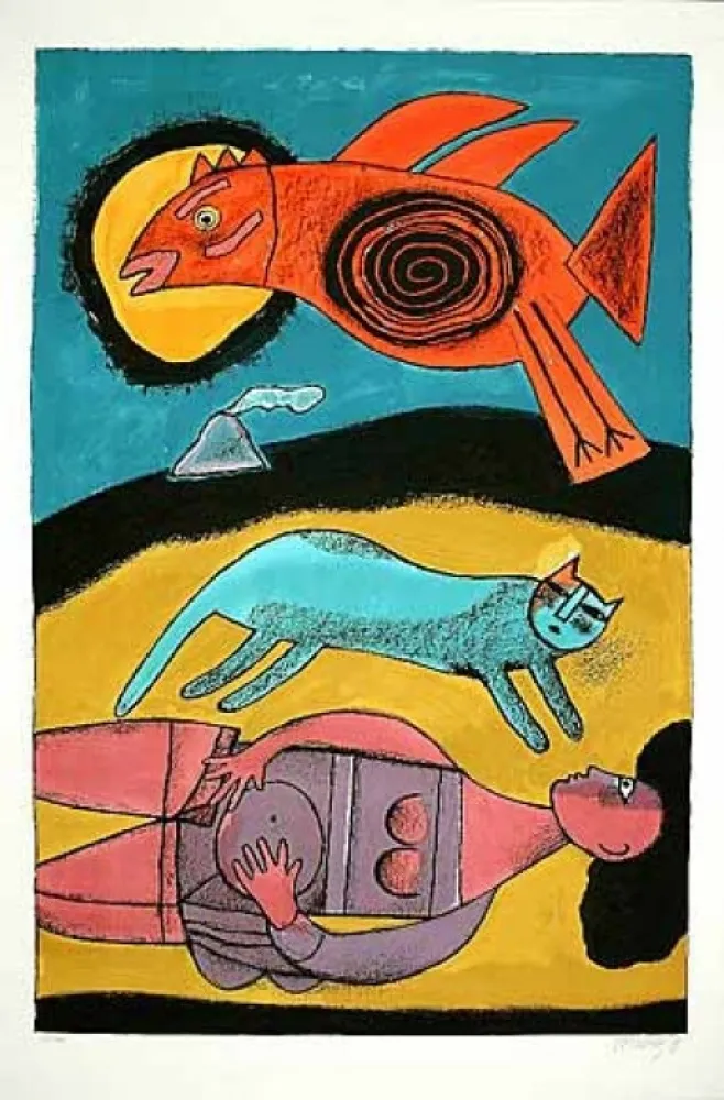 Litografía Corneille - Le grand oiseau du désert