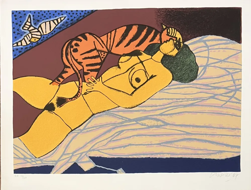 Serigrafía Corneille - Le Tigre amoureux 1987, E/A