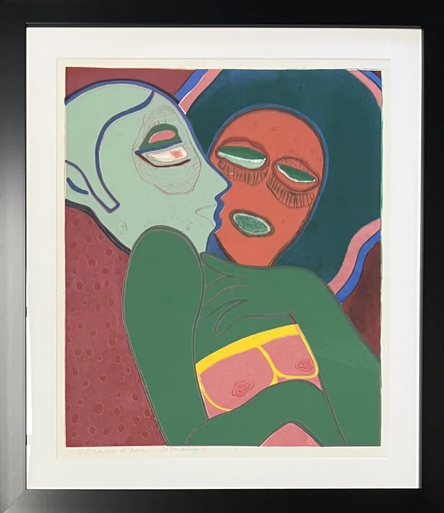 Aguafuerte Y Aguatinta Corneille - Les amants, eau-forte, 1975