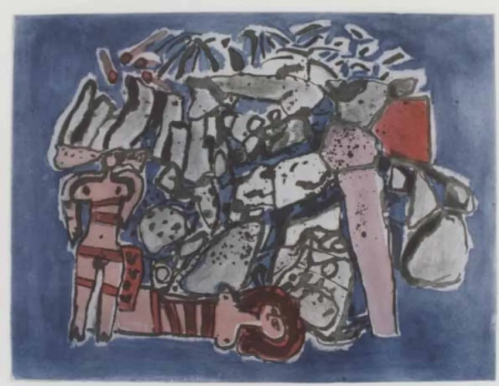 Aguatinta Corneille - Lieu rupestre