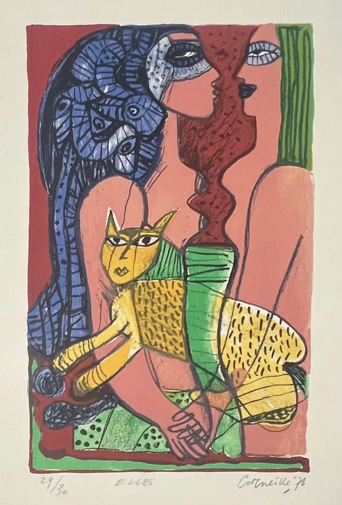 Litografía Corneille - Lithographie ancienne ELLES, 1976 - 29/30