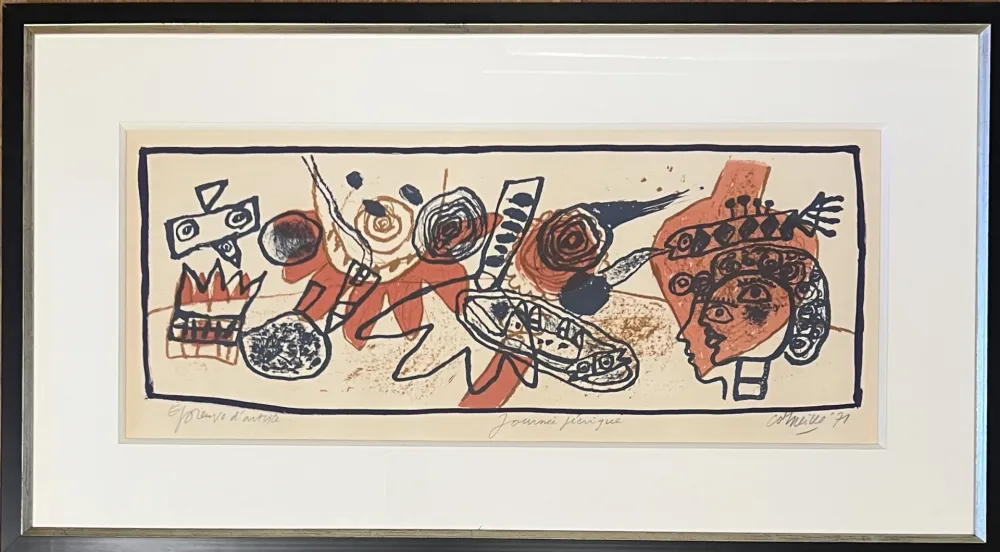 Litografía Corneille - Lithographie ancienne encadrée , Journée Féérique, 1971