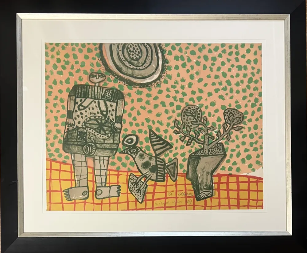 Litografía Corneille - Lithographie ancienne encadrée : Le théâtre Chinois, 1969