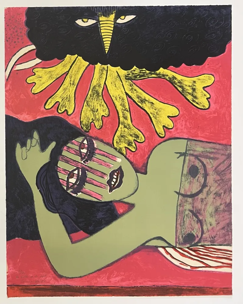 Litografía Corneille - Lithographie ancienne La belle et la belle 1974